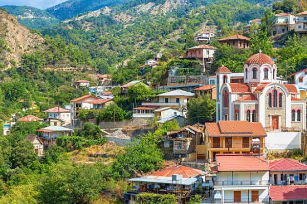 panoramic view of the village Moutoullas. Nicosia district. Cyprus